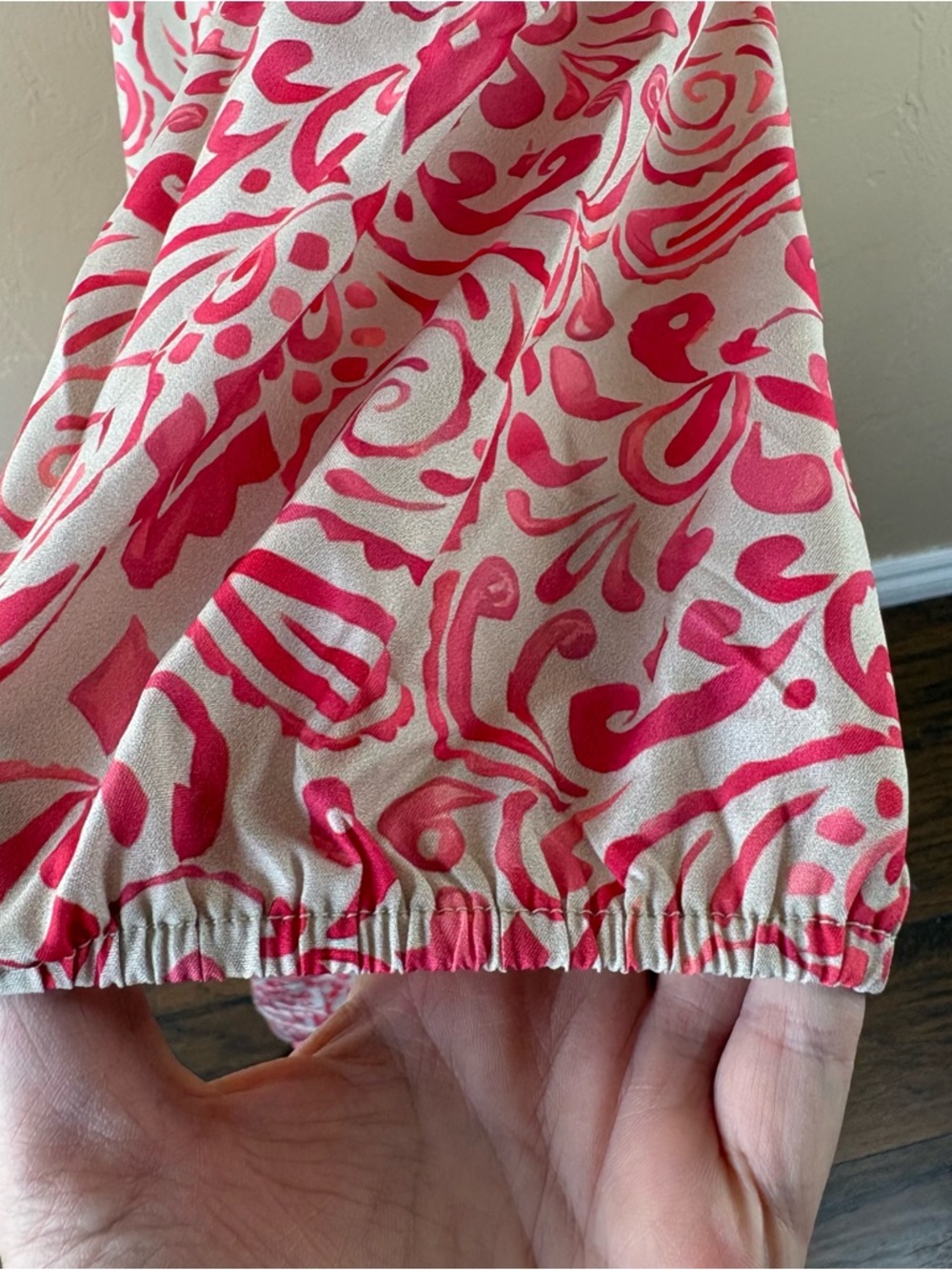 NWT Noracora Coral Pink Printed Maxi Dress Elbow Length Short Sleeves Size Large - Picture 4 of 12